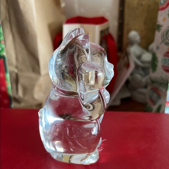 BACCARAT Clear Glass Maneki Neko Cat Figurine - Picture 2 of 7